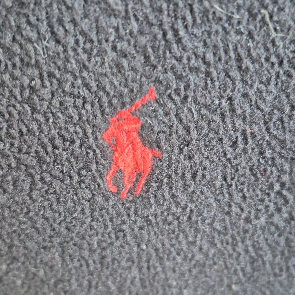 POLO Ralph Lauren Black Red Pony Polyester Fleece Mens Large Full Zip Jacket VTG